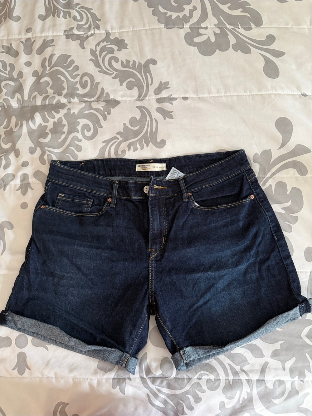 Levi's Dark Indigo Rolled Hem Jean Shorts